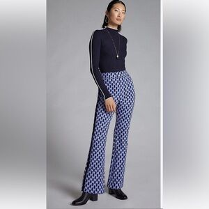 Maeve by Anthropology beautiful ponte knit maxi flares with dark side stripe